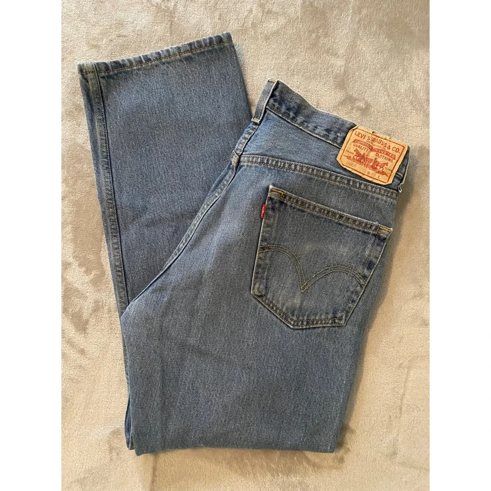 Levi's Jeans Men 36x30‎ Faded Blue 505 Regular Fit Cotton Denim Workwear Casual